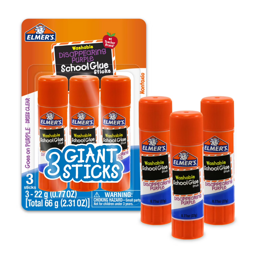 GIANT Washable School Glue Sticks, 3 Pack