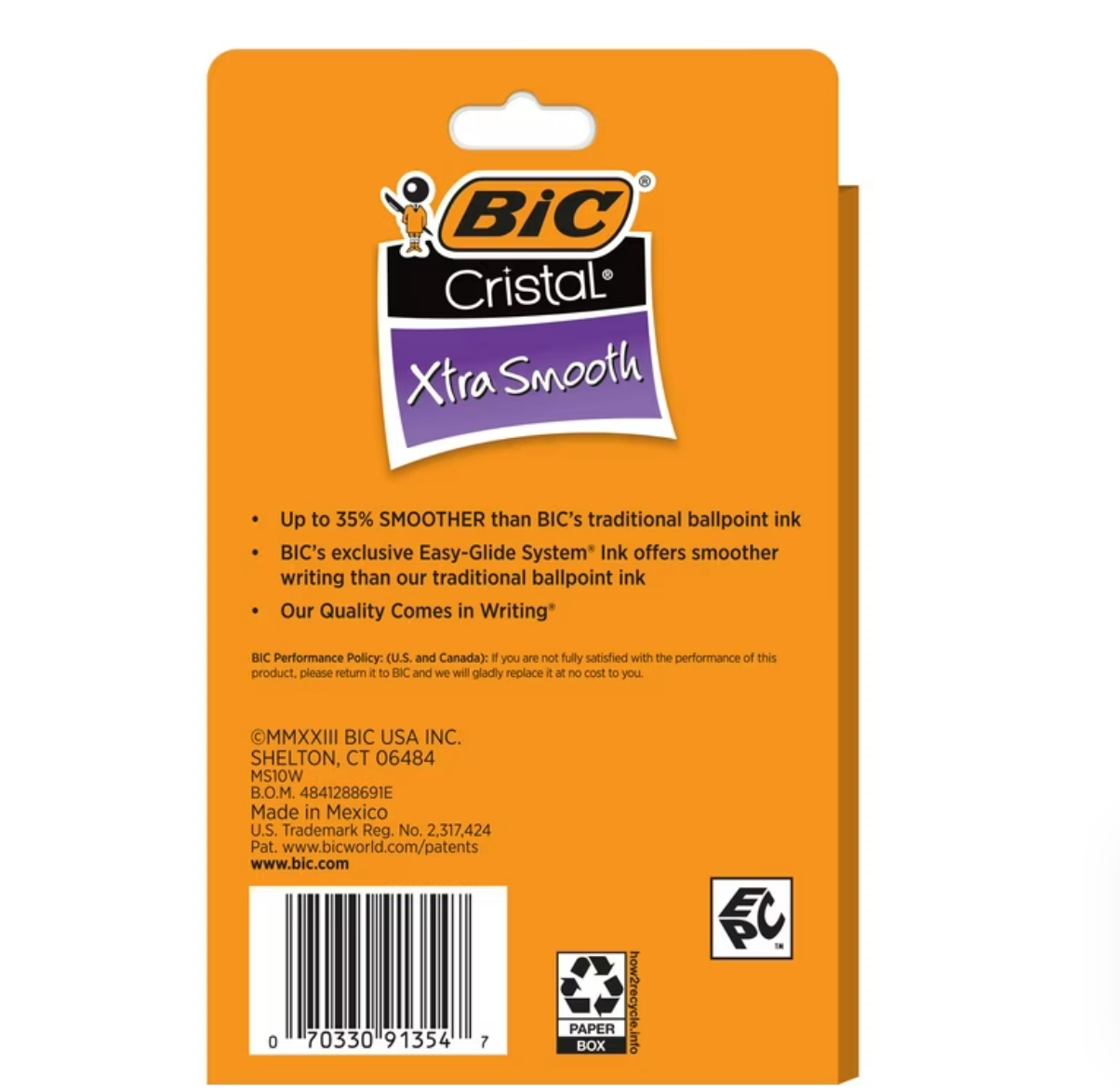 BIC Cristal Xtra Smooth 1.0 mm Medium Point Ball Pen, High School Supplies, Blue, 10-Count