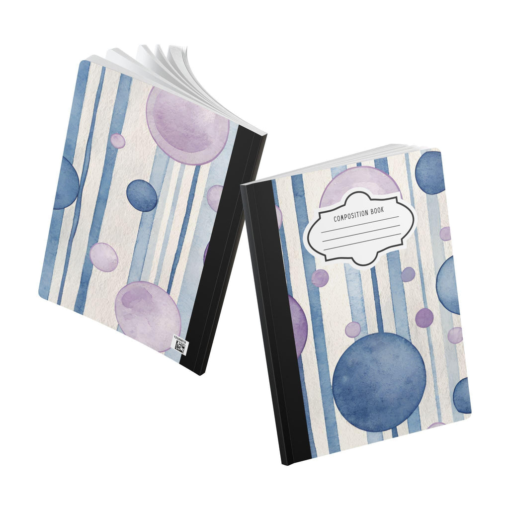 ColorFlow | Indigo Bubble Composition Notebook | Watercolor College Ruled Journal | Aesthetic Writing Notebook Gift