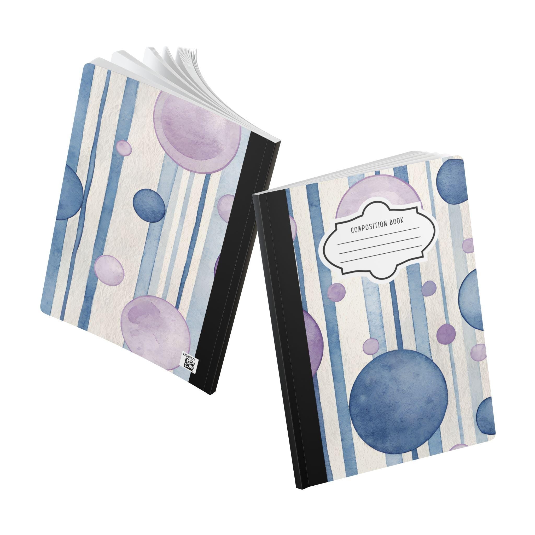 ColorFlow | Indigo Bubble Composition Notebook | Watercolor College Ruled Journal | Aesthetic Writing Notebook Gift